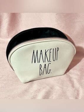 Rae Dunn Cream and Light Pink "MAKEUP BAG" Cosmetic Pouch